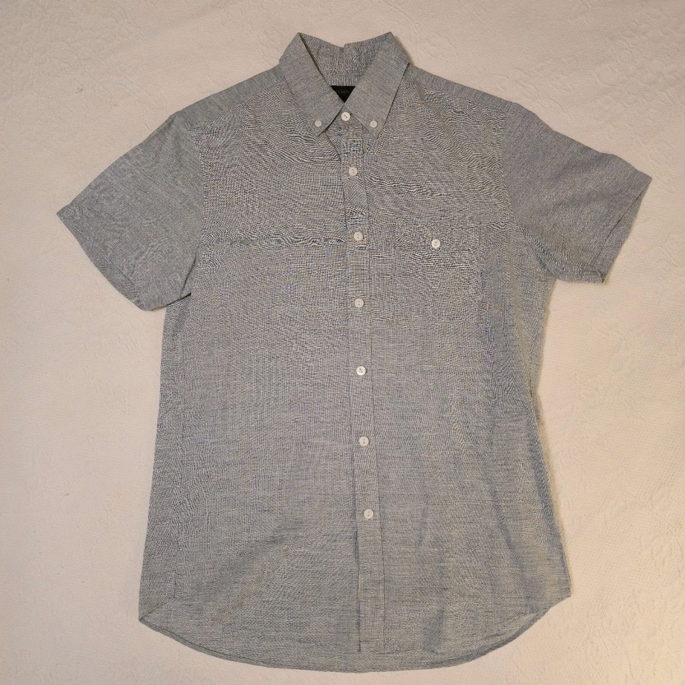 J.Crew Irish Linen Shirt Baird McNutt Small Blue White Short Sleeve NWOT
